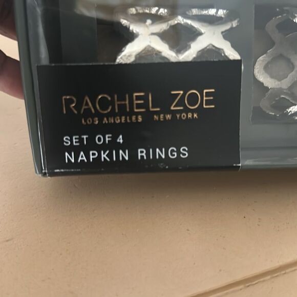Rachel Zoe Silver Modern Napkin Ring Set - Picture 3 of 3